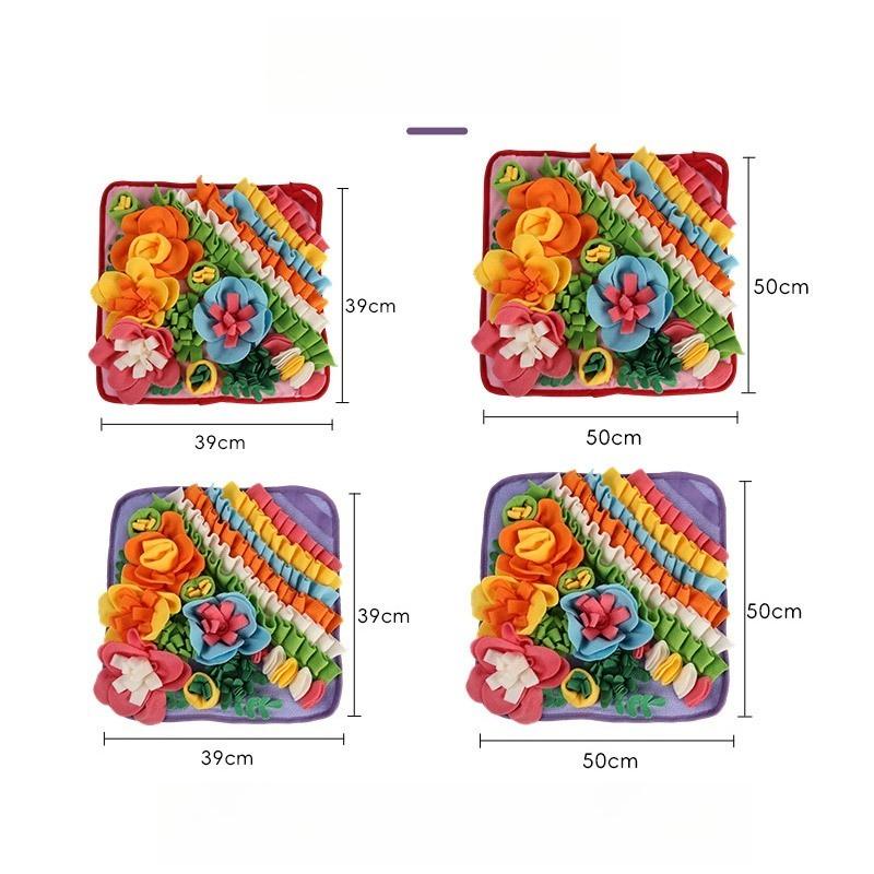 Pet Snuffle Mat Dog Cat Slow Feeding Puzzle Toy Colorful Flower Foraging Blanket Stress Relief Nose Work Smell Training Play Mat for Dogs Cats
