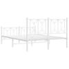 Metal Bed Frame with Headboard and Footboard White 140 x 200 cm