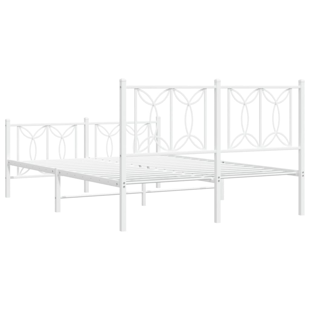 Metal Bed Frame with Headboard and Footboard White 140 x 200 cm