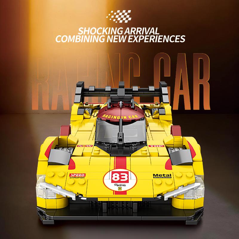Ungiftig 1370 Teile Gelbes Supercar Bausteine V6 Motor Rennwagen 1:16 Modellbausteine Schreibtisch-Ornament Kinder DIY Spielzeug Weihnachtsgeschenke