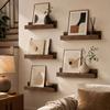 Record Collection Wall Display, 6pcs Separate Shelves with Ready Mounting Holes, Open-Front Access, and Installation Hardware