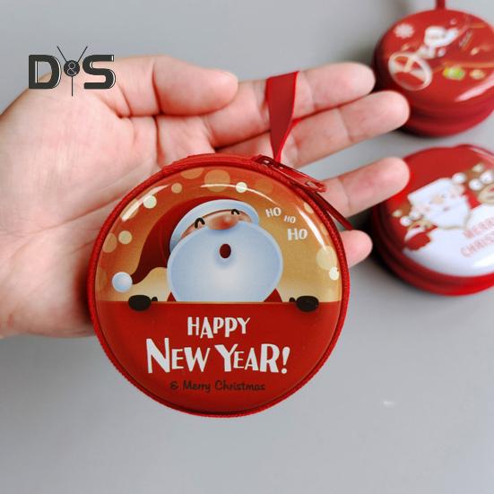 Münzgeldbörse für Kinder, rund, Weihnachtsmünzbeutel mit Cartoon-Muster, Reißverschluss, Münzetui mit Umhängeband für Kindermünzen, Bargeld, Schlüssel, Süßigkeiten