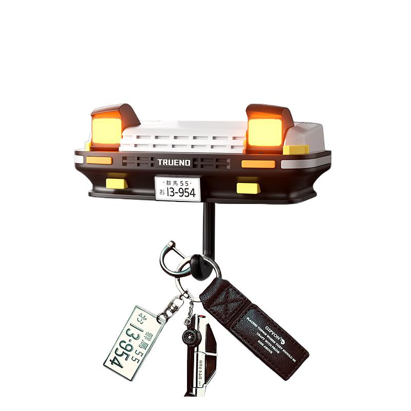 Porte-clés Thème Voiture Lumineux Forme Phare Crochet Matériau ABS Porte-clés Accessoire Inspiré Anime Crochet Universel Support à Forte Adhérence