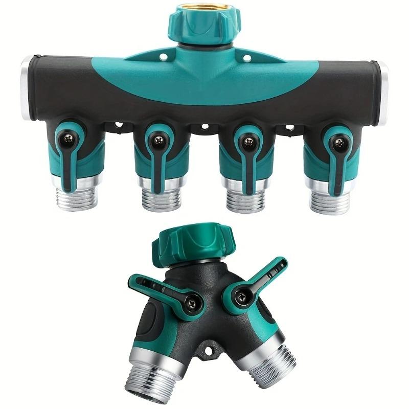 4-Way & 2-Way Garden Hose Splitter - 3/4 Heavy-Duty Faucet Adapter with Individual Shut-Off Valves,Brass Connector for Home&Yard