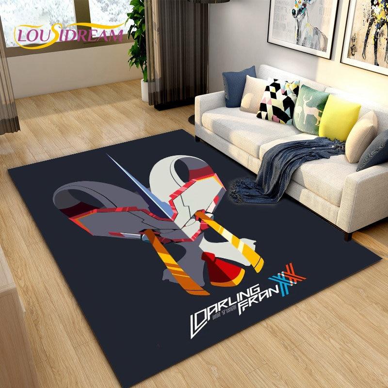 Zero Two DARLING In The FRANXX Anime Area Rug,Carpet Rug for Living Room Bedroom Sofa Doormat Decoration, Kid Non-slip Floor Mat
