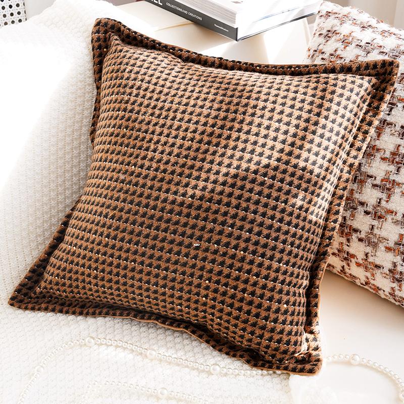 Brown Vintage Sofa Throw Pillow Cover Vintage Bedroom Headboard Cushion Simple and Modern Decorative Throw Pillow Customizable