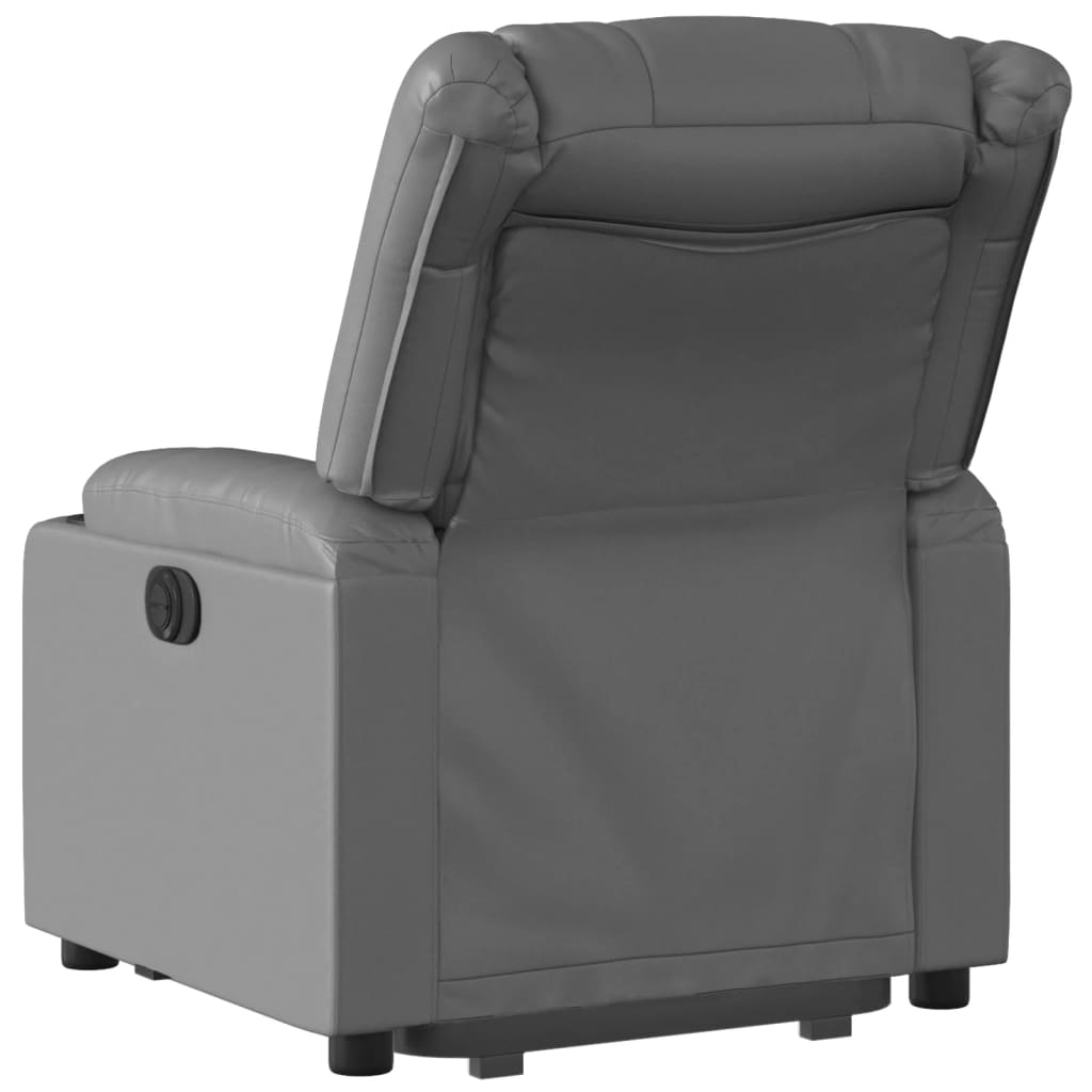 Recliner with Rising Aid Gray Artificial Leather