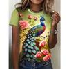 Maglietta Moda da Donna con Fantasia Floreale ad Olio Moda Manica Corta Girocollo Maglietta a Manica Corta Top Maglietta Casual a Manica Corta