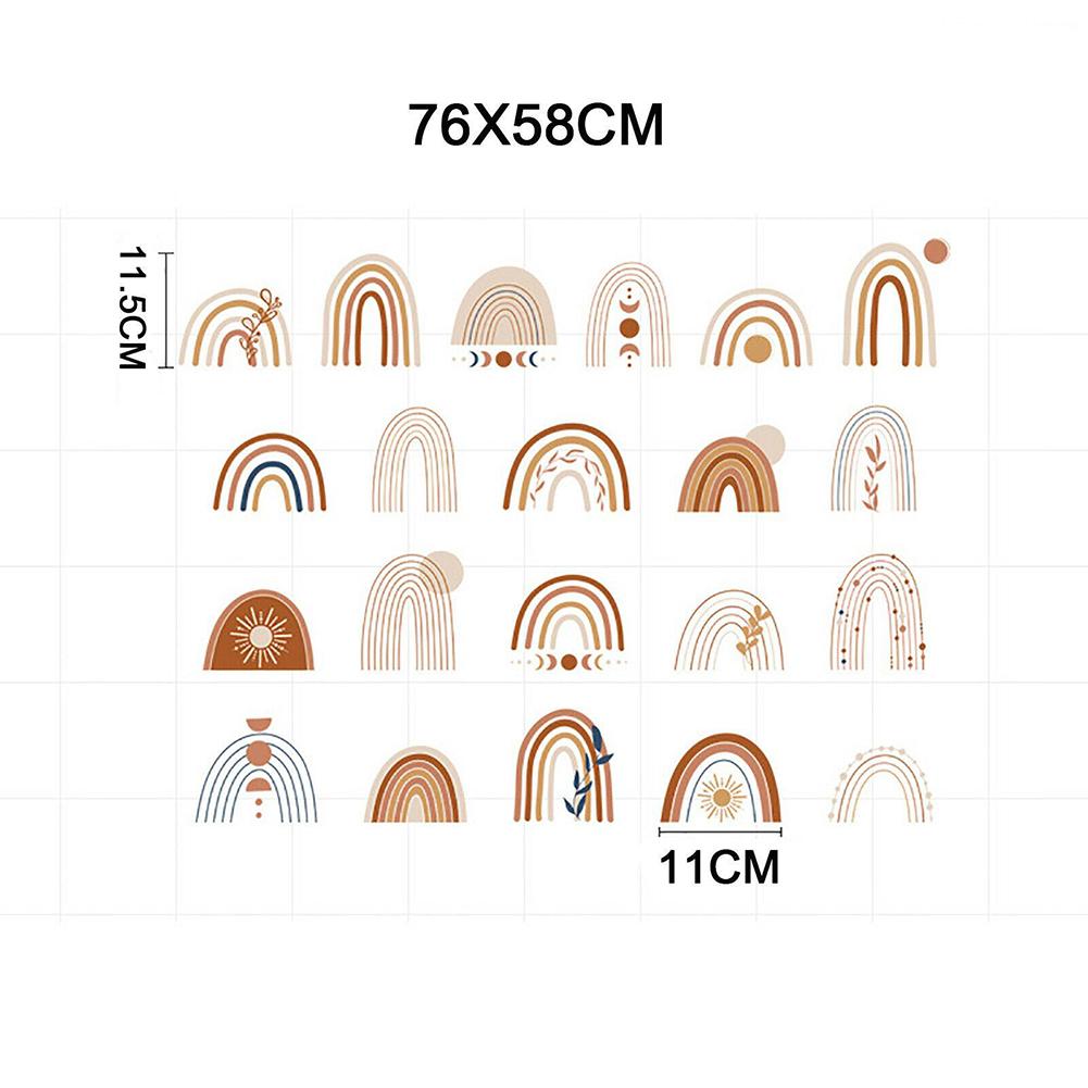 Wall Sticker 21Pcs Removable Stickers Rainbow Clouds PVC 76*58cm Size After Splicing Home Decoration For Bedroom Bathroom