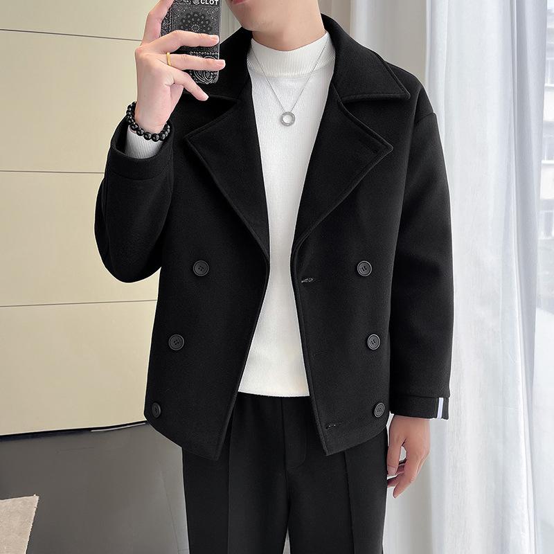 Men's Woolen Jacket Spring and Autumn New Casual Korean Style Short Lapel Windbreaker Handsome Woolen Jacket for Men