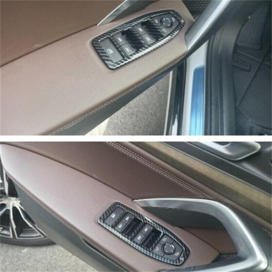 For BMW X1 2023 2024 2025 Carbon Fiber Door Window Lift Switch Panel Cover Trim