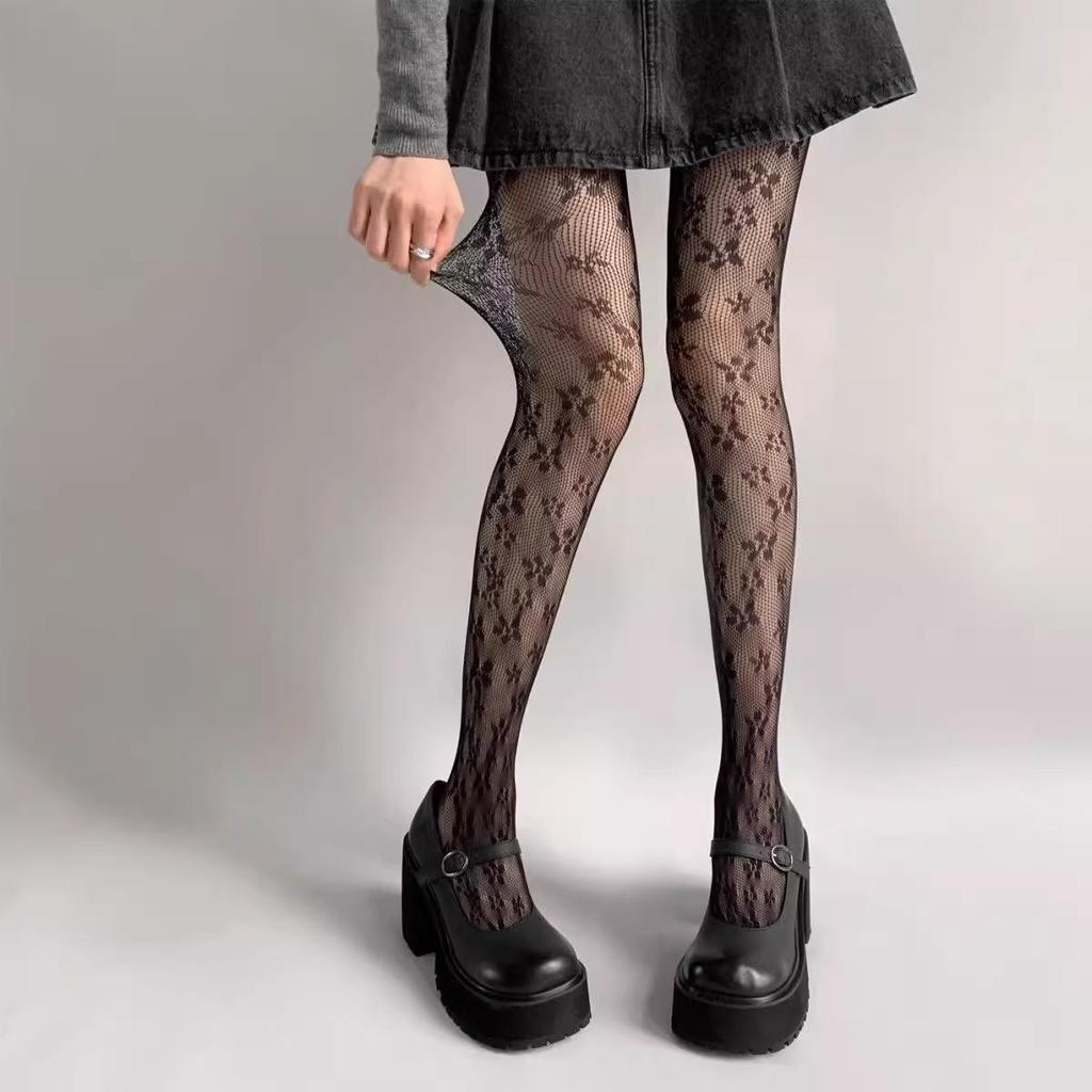 Kadın Siyah Taşlı File Çorap – Trend, Seksi Kesimli, Bahar İçin Parlak Jartiyer