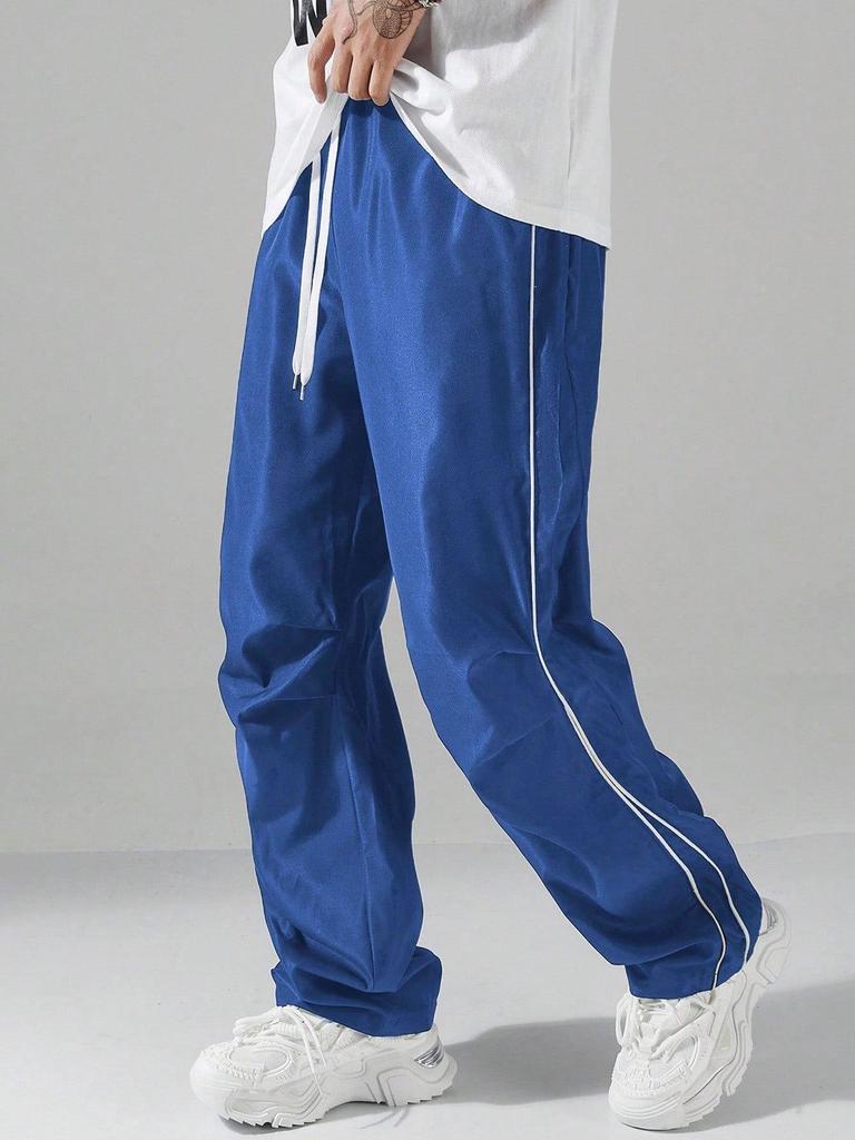 European-Size Men's Retro Sports Casual Pants - High Street Hong Kong Style, Loose Straight Leg