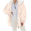 Women's Fashionable Plush Zipper Pocket Hooded Long Sleeved Loose Warm Jacket