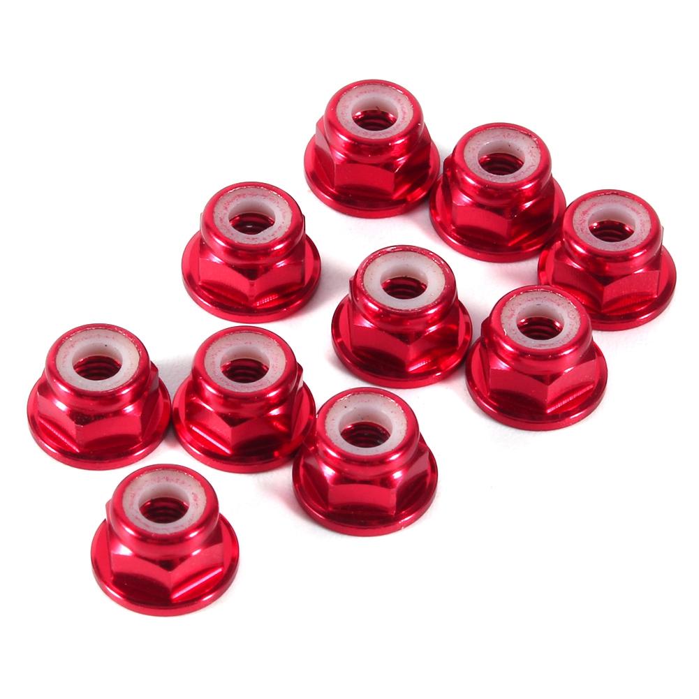 10 Pièces M3 Écrous en Aluminium Auto-Bloquants à Insert Nylon Écrou de Blocage Hexagonal Rouge Foncé