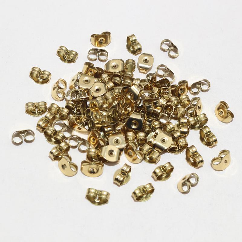 100pcs 6x4.5mm Stainless Steel Gold Plating Earrings Back Plug DIY Jewelry Making Accessories Earring Studs Stoppers Findings