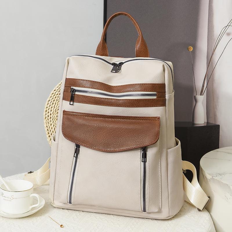 Lässiger Damen-PU-Rucksack, Retro-Pendler-Reiserucksack mit großer Kapazität