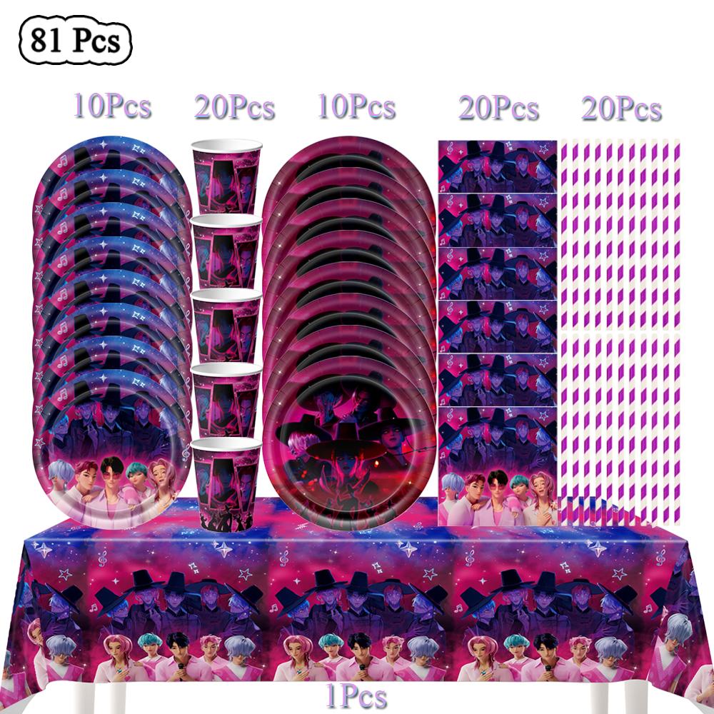 Idol Boy Kpops Demoni Vânător Petrecere de Ziua Decor Veselă De Unică Folosință Față de Masă Pahar Farfurie Balon Petrecere Baby Shower Consumabile