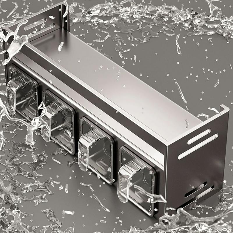 Season Rack Wall Mount Punch-Free Seasoning Holder Large Capacity Storage Rack Seasoning Stand For Kitchen Bathroom Shelves
