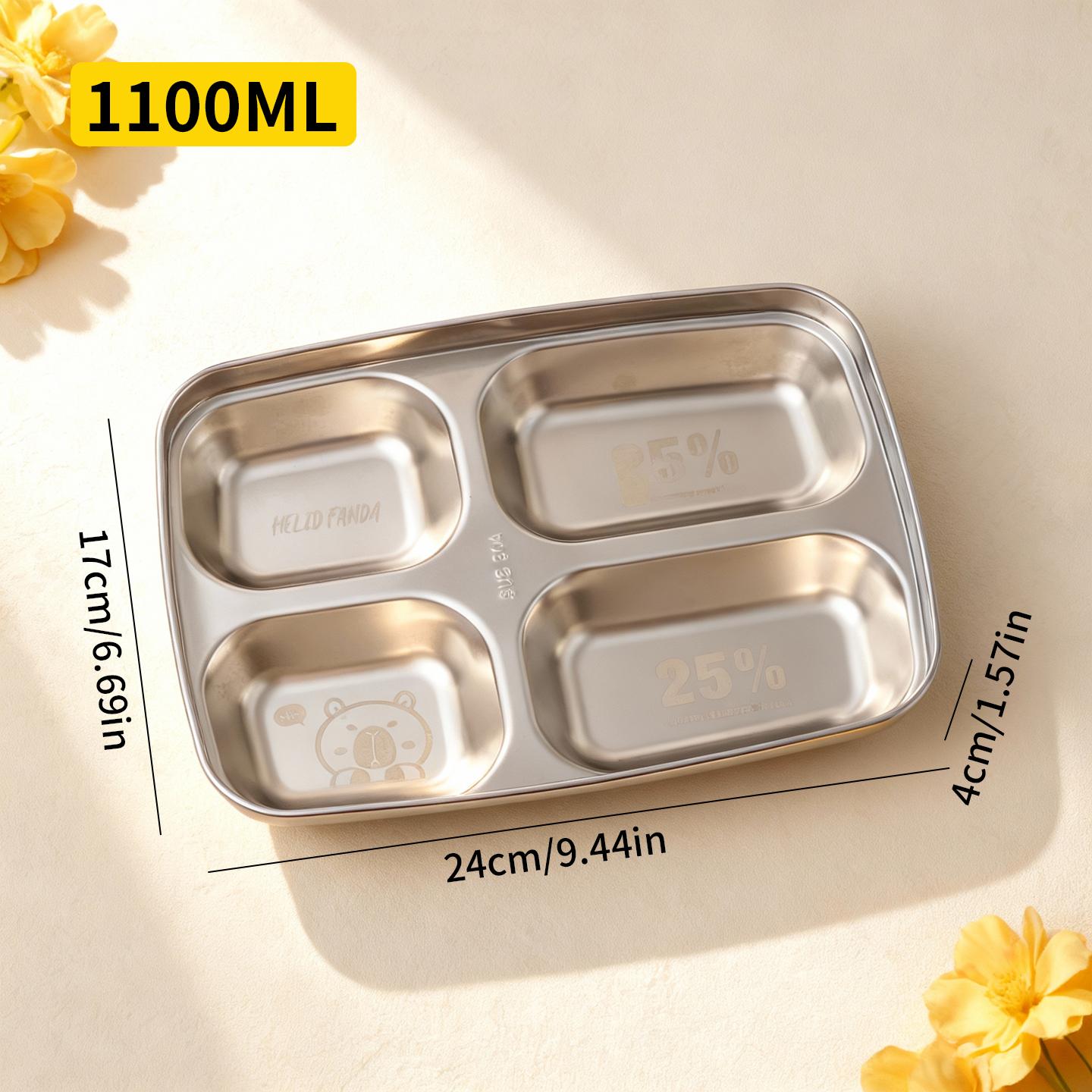 

3/4 Grids 304 Stainless Steel Dinning Plate For Kids School Cute Capybara Salad Plates Fruit Dishes Dishwasher Kitchen Tableware