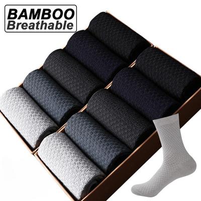 Calzini lunghi da uomo in fibra di bambù di alta qualità, 5 paia, traspiranti, a compressione, casual, da lavoro, da uomo, di grandi dimensioni