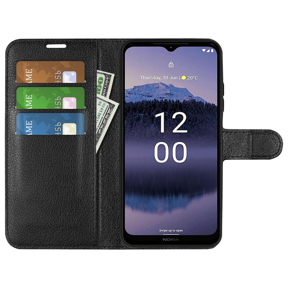 

Litchi Texture Wallet Phone Case for Nokia G11 Plus 4G,Viewing Stand PU Leather Drop-proof Folio Flip Cover Black