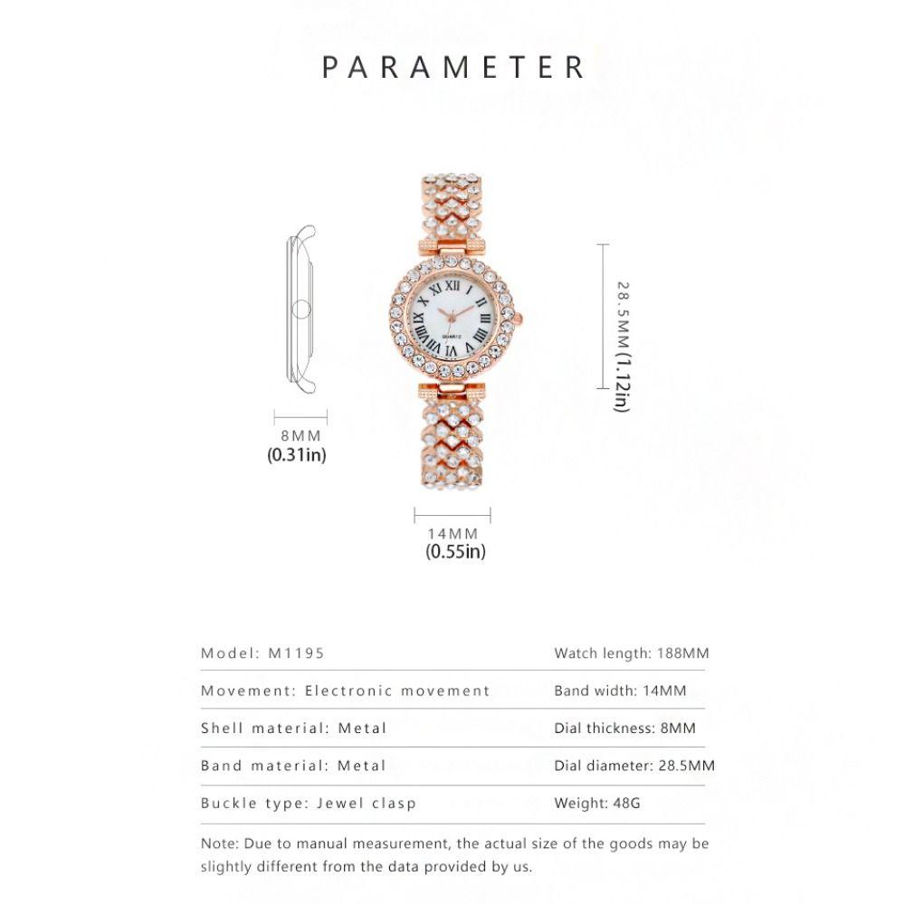 Silver Rhinestone Quartz Watches Luxury Watch Bracelet Set Rose Gold Watch  Daily Use