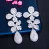 CMM Luxurious Cubic Zirconia 3 Tone Gold Color Leaf Flower Drop Earrings