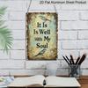 2D Flat, 1pc Vintage Rustic Metal Wall Decor Sign - Aluminum Sign "It Is Well with My Soul" - Farmhouse Decor with Blue Birds & Floral