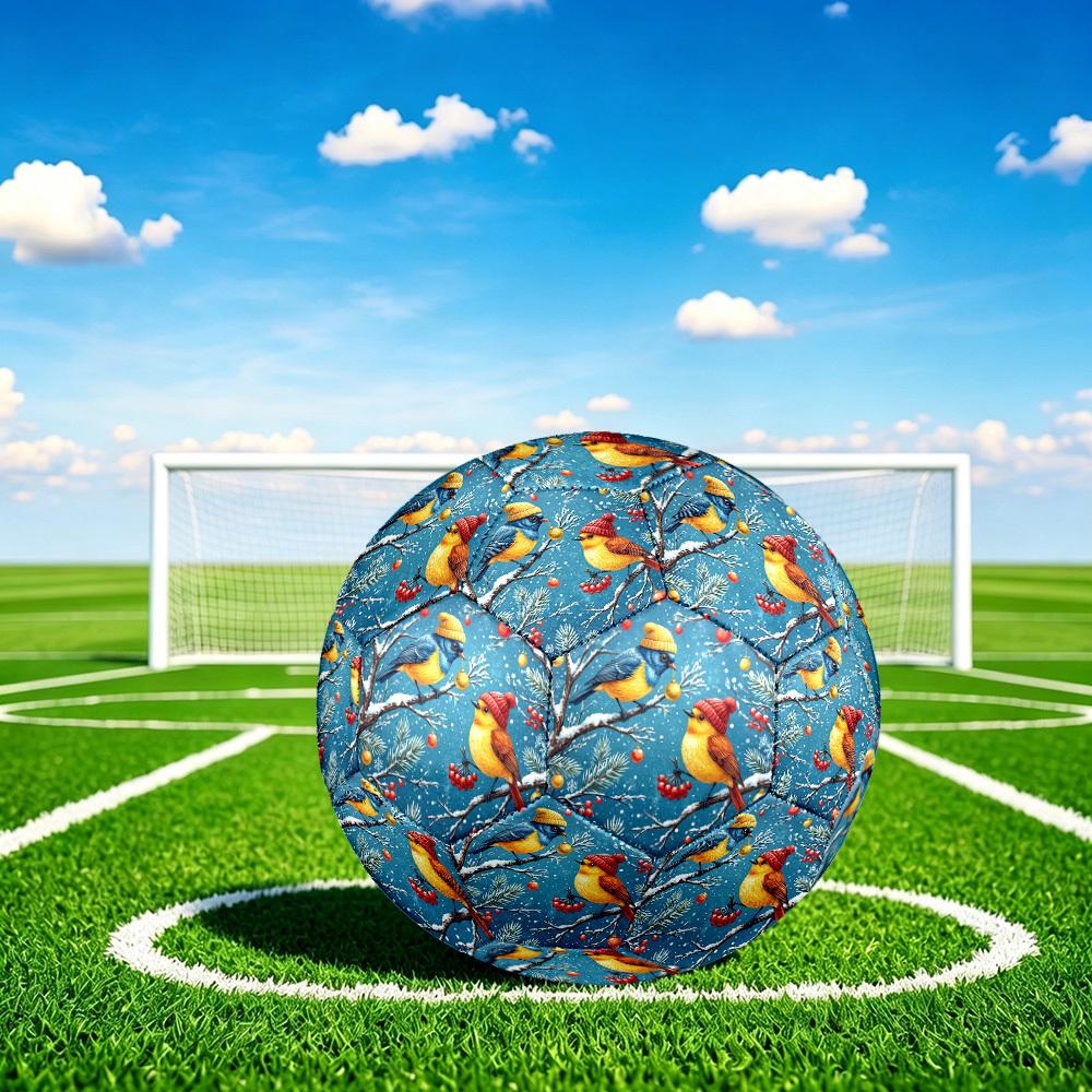 1pc Winter Birds Scene Theme Soccer Ball Football, Size 5, Lightweight PVC, Durable Outdoor Training Soccer Ball, Gift m61475
