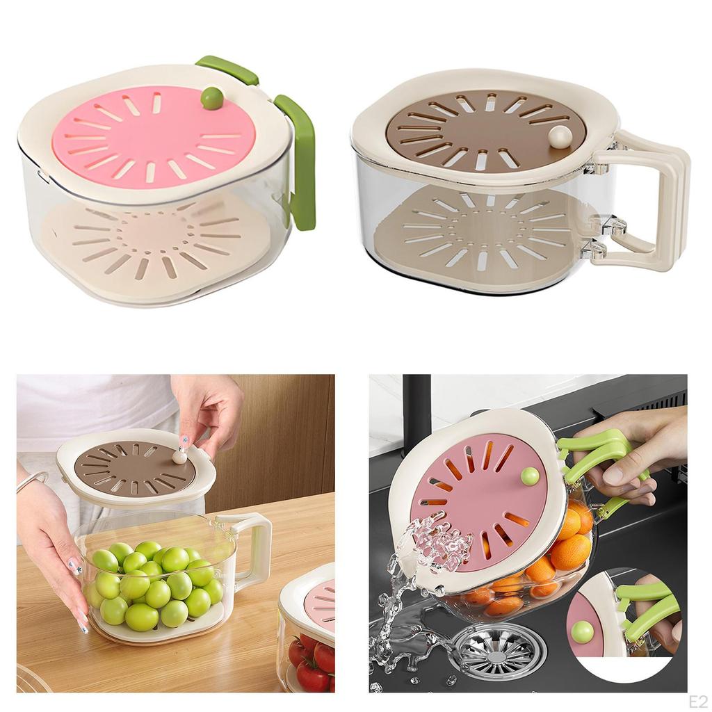Fruit Drain Basket Foldable Handle Home Use Practical, Keeper Container Portable Multipurpose,