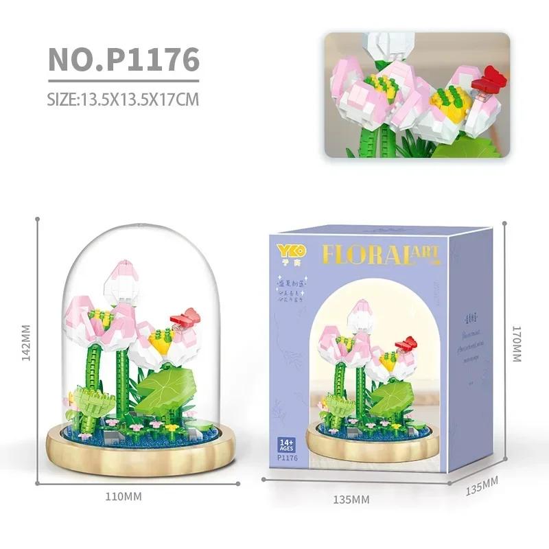 Mini Blocks Simulation Flowers Building Bricks Eternal Plant Preserved Fresh Rose Artificial Sakura Adult Toy Gift Girl Present