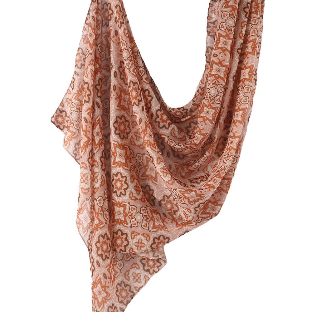 "Ethnic Watercolor Modal Cotton Shawl Satin Print Scarf for Women"