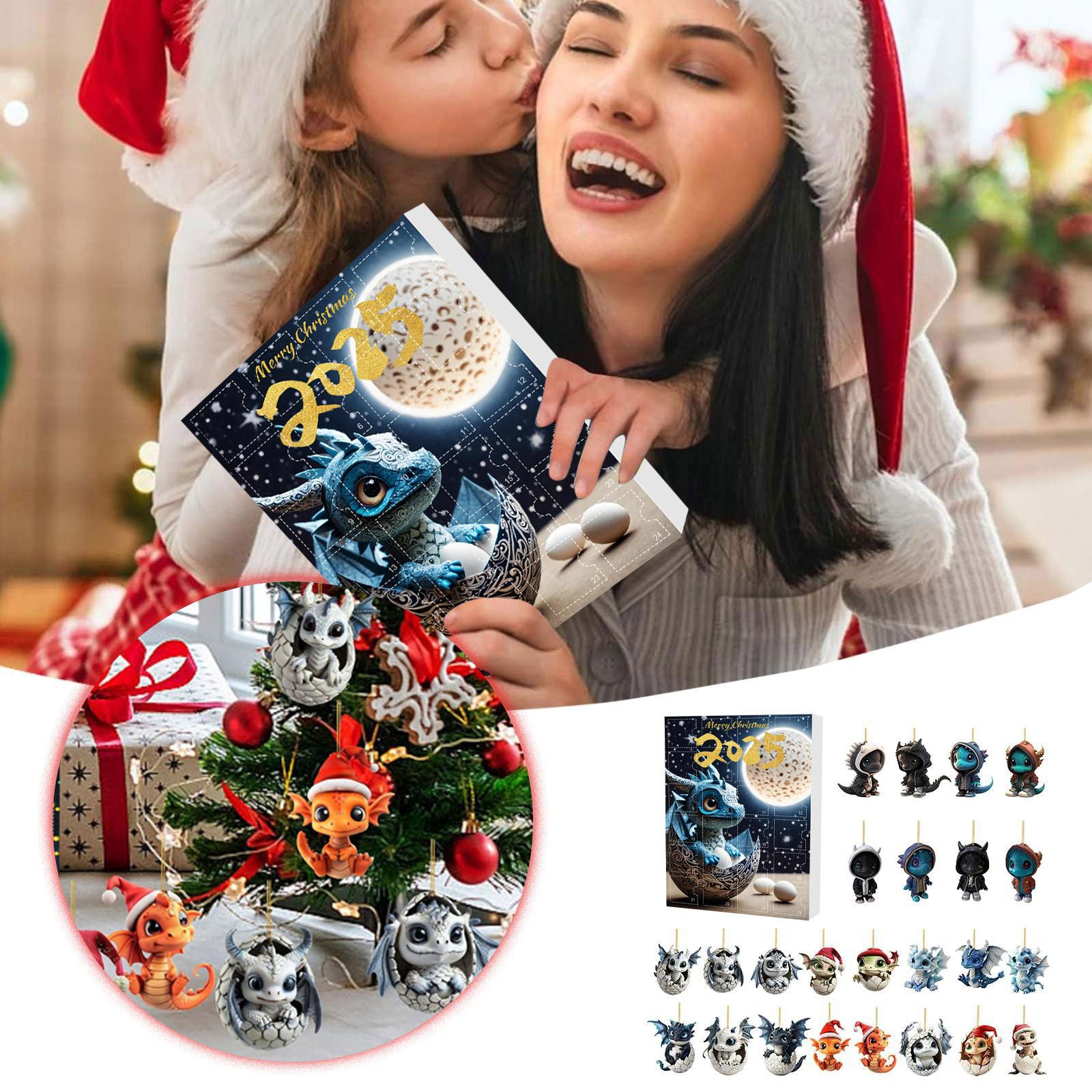 

Подвеска с Рождественским календарем обратного отсчета в виде динозавра, Адвент-календарь, Подвеска, Рождественский кулон, Рождество One Size