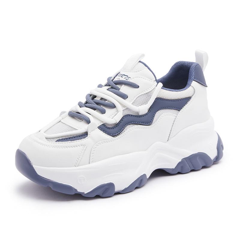 

Leather dad shoes women s summer 2025 new thick-soled heightening casual little white shoes color matching breathable versatile sports shoes 35