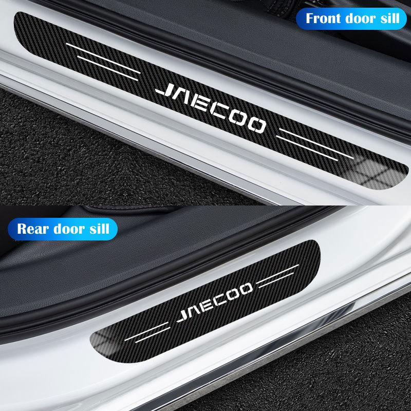4pcs Car Stainless Door Sill Strip 3D Metal Brushed Black Threshold Sticker for Jaecoo J6 J7 J8 PHEV