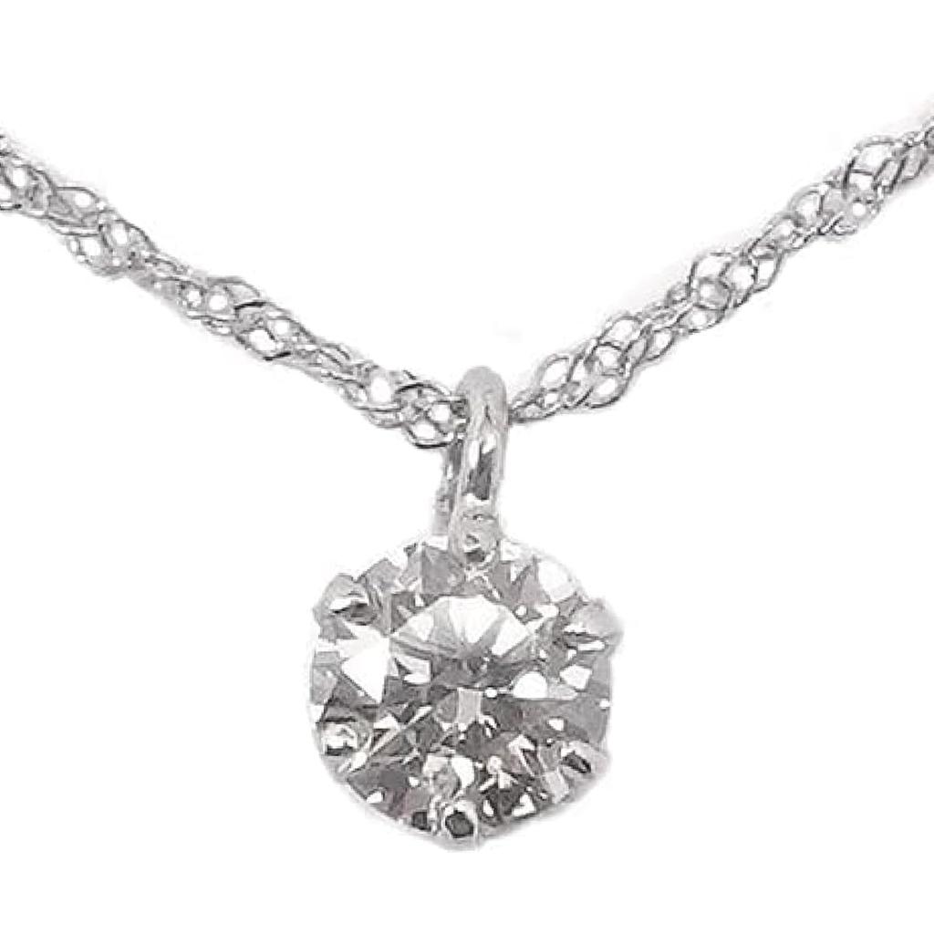 and My Jewelry PT Diamond Pendant Necklace with a Carat Solitaire Diamond 4016 [Your Box] 0.10 [April Birthstone] [Gift Wrapped]