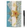 RingLeaf Ready-to-Use Gift Envelope with Brush Pen "Karei" (Elegant) | For Amounts Up To 30,000 Yen, Floral Blue
