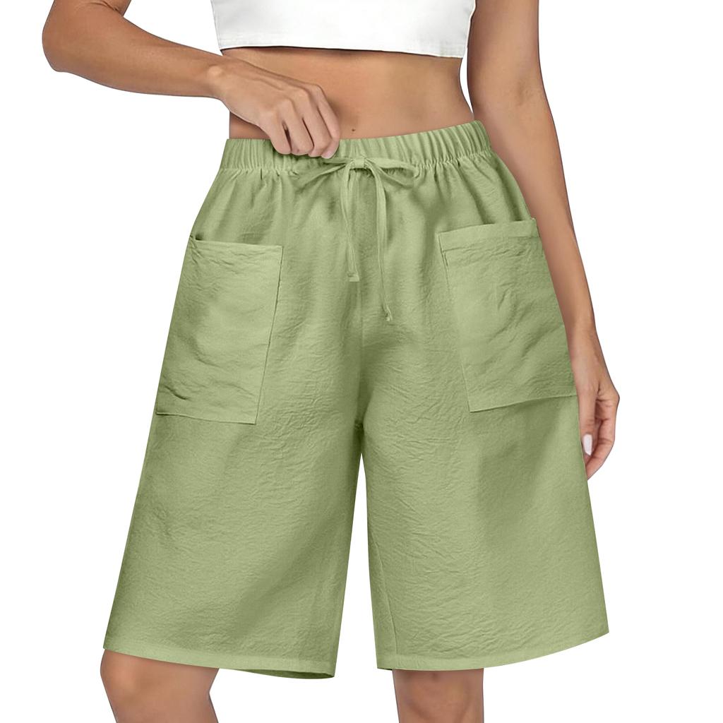 Women's Casual Loose Fit Shorts with Pockets Elastic Waistband Drawstring Solid Color Comfortable Lightweight Summer Bottoms