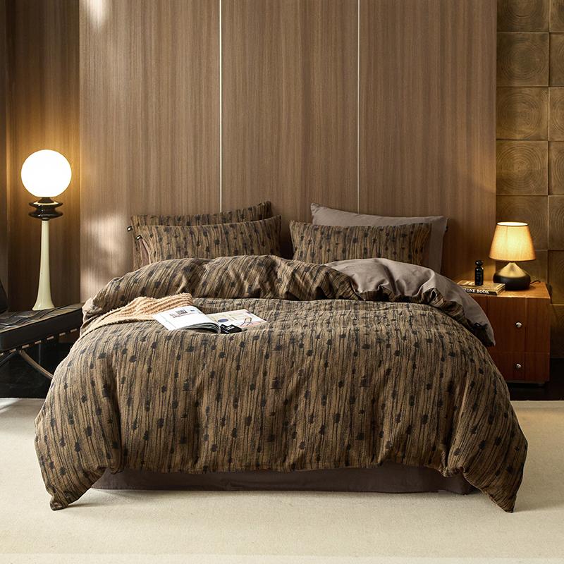 Egytian Cotton Chevron Bronze Fluid Bedding Set Fitted Sheet DUVET COVER PILLOW CASE Europe Double Full King Size Bed Linen Set