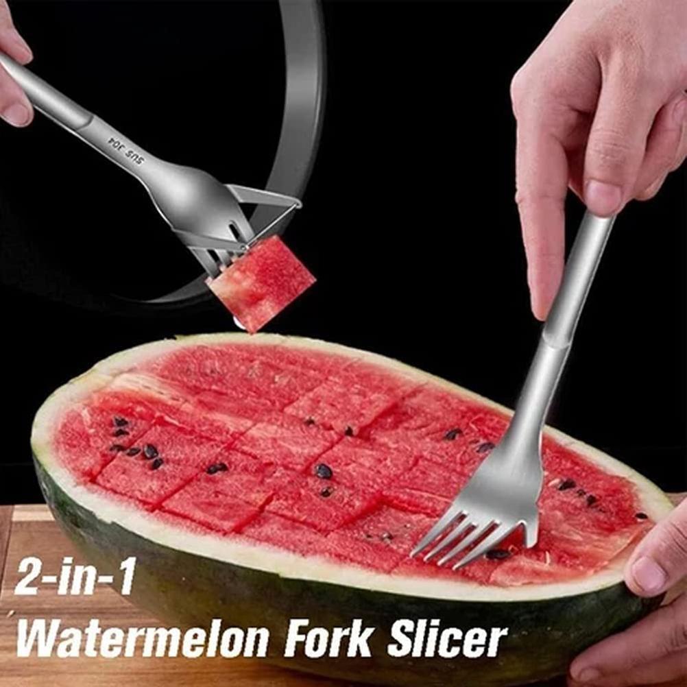 Forchetta Affettatrice per Anguria Multifunzione 2 in 1 Pezzi Forchetta per Frutta da Tavola