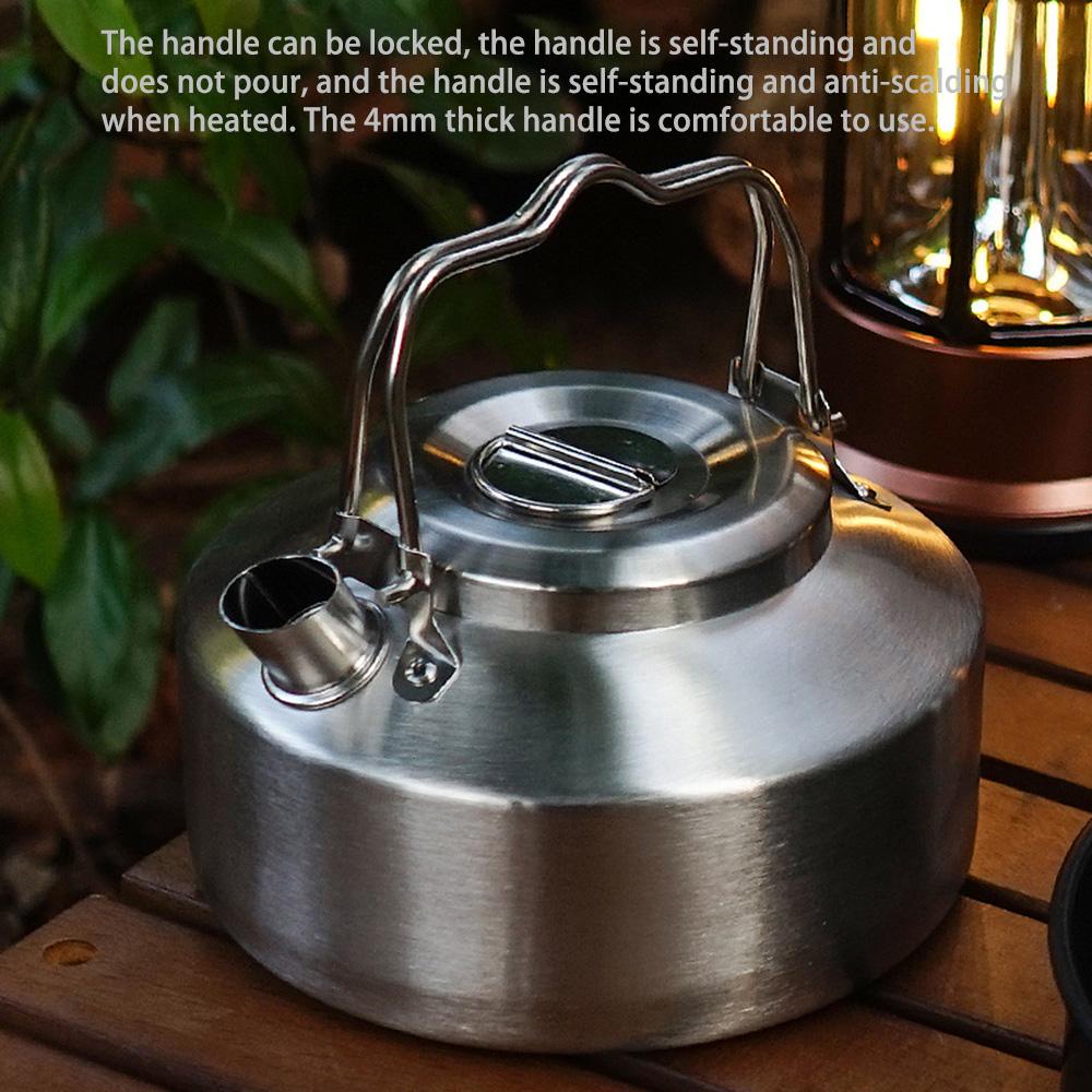Camping Kettle 1L 304 Stainless Steel Mini Portable Kettle Ultralight for Outdoor Hiking Picnic Traveling and Backpacking серебряный