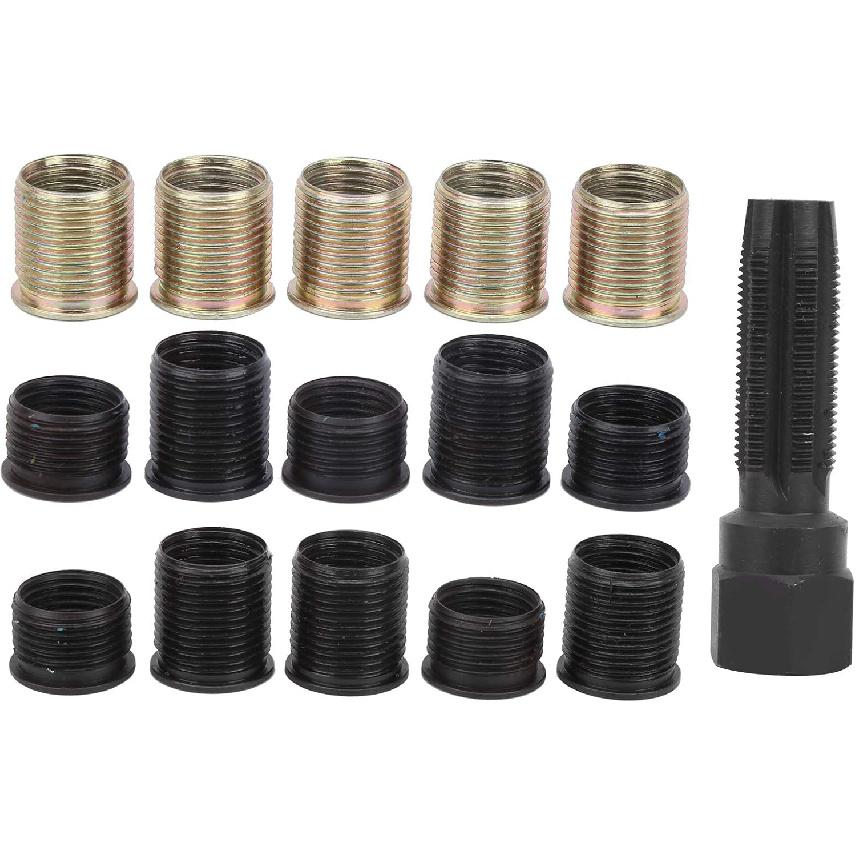 Spark Plug Thread Repair Kit, M16 x 1.25 Screw Tap Portable Carbon Steel Rethread Kit, M14x1.25 Spark Plug Thread Repair Tool