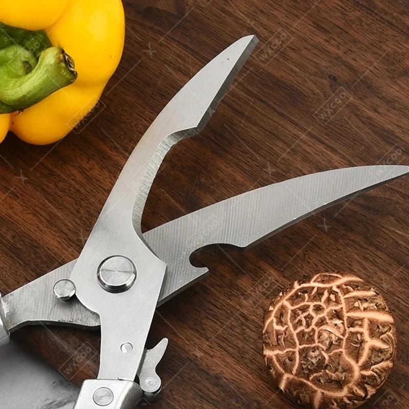 Stainless Steel Kitchen Scissors Multifunctional Food Roast Chef Shears Powerful Chicken Bone Scissors with Plastic Handle
