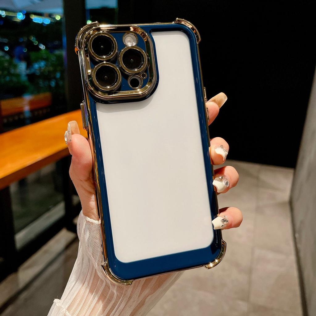 Applicable to iphone17Promax mobile phone case two-color electroplating anti-drop space case Apple 15 advanced sense protective case