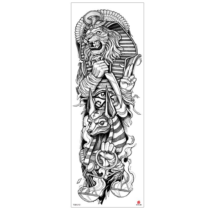 New Waterproof Full Arm Tattoo Stickers – Large Floral & Lion Design, Cross-Style, Hot Selling