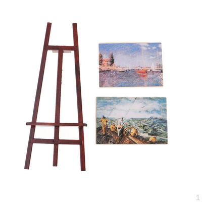1/12 Dollhouse Miniature Wooden Easel Oil Paintings Simulation Toys for Doll House Decoration