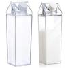 Melkpak Waterflessen 17oz/500ml Lekvrije Plastic Waterfles Herbruikbaar BPA-vrij Sportwaterfles Pakvormige Sapmelkfles voor Sportschool