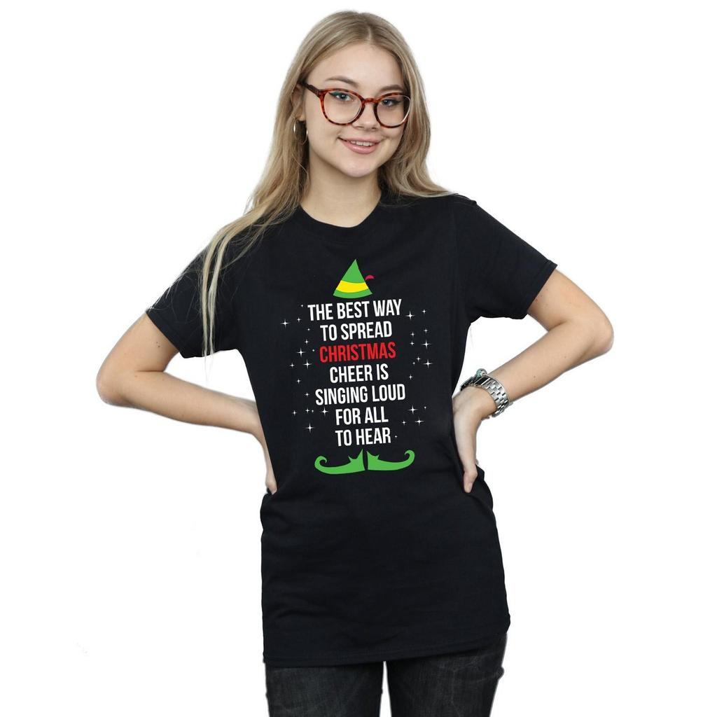 Elf Womens/Ladies Christmas Cheer Text Cotton Boyfriend T-Shirt