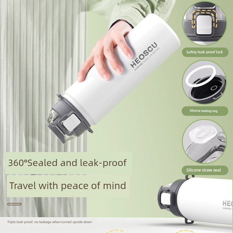 Large-Capacity Thermos Cup for Boys and Girls, 316 Stainless Steel Sports Bottle, Kidsren's and Students' School Straw Water Cup